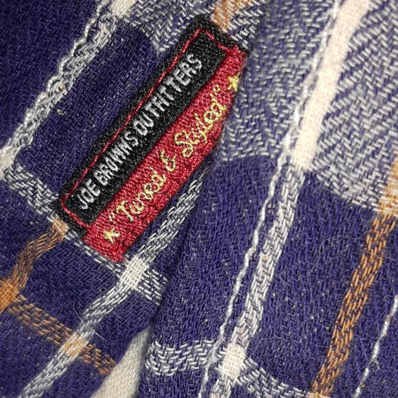 Blue & Beige Soft Cotton Flannel Joe Browns Shirt XXL Grunge Retro - Picture 3 of 9